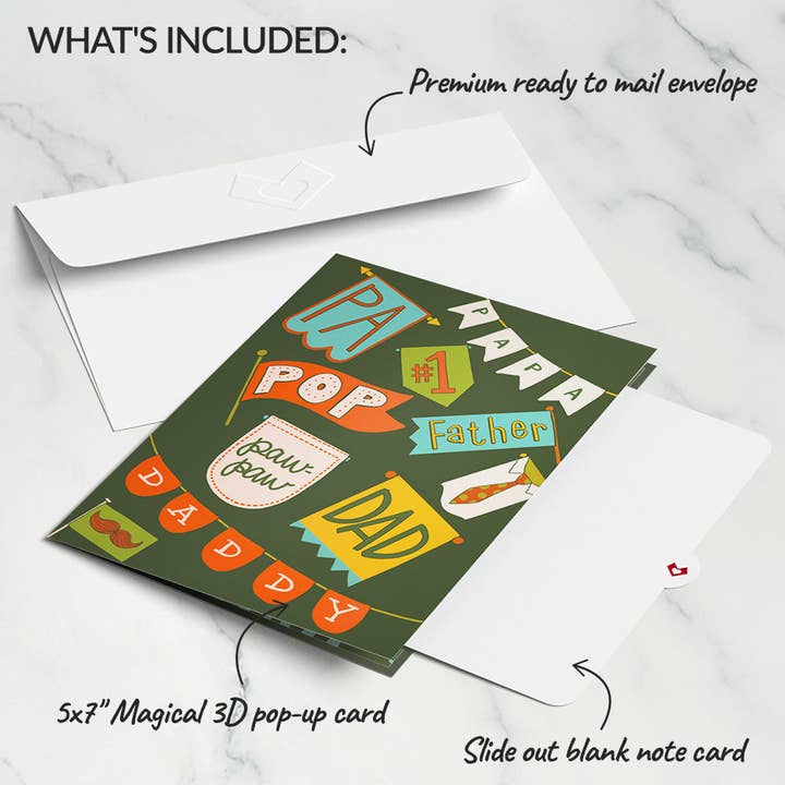 Lovepop Cards - Wholesale Everyday Greeting Card - Happy Father's Day Banner 5x7" Pop-Up Card