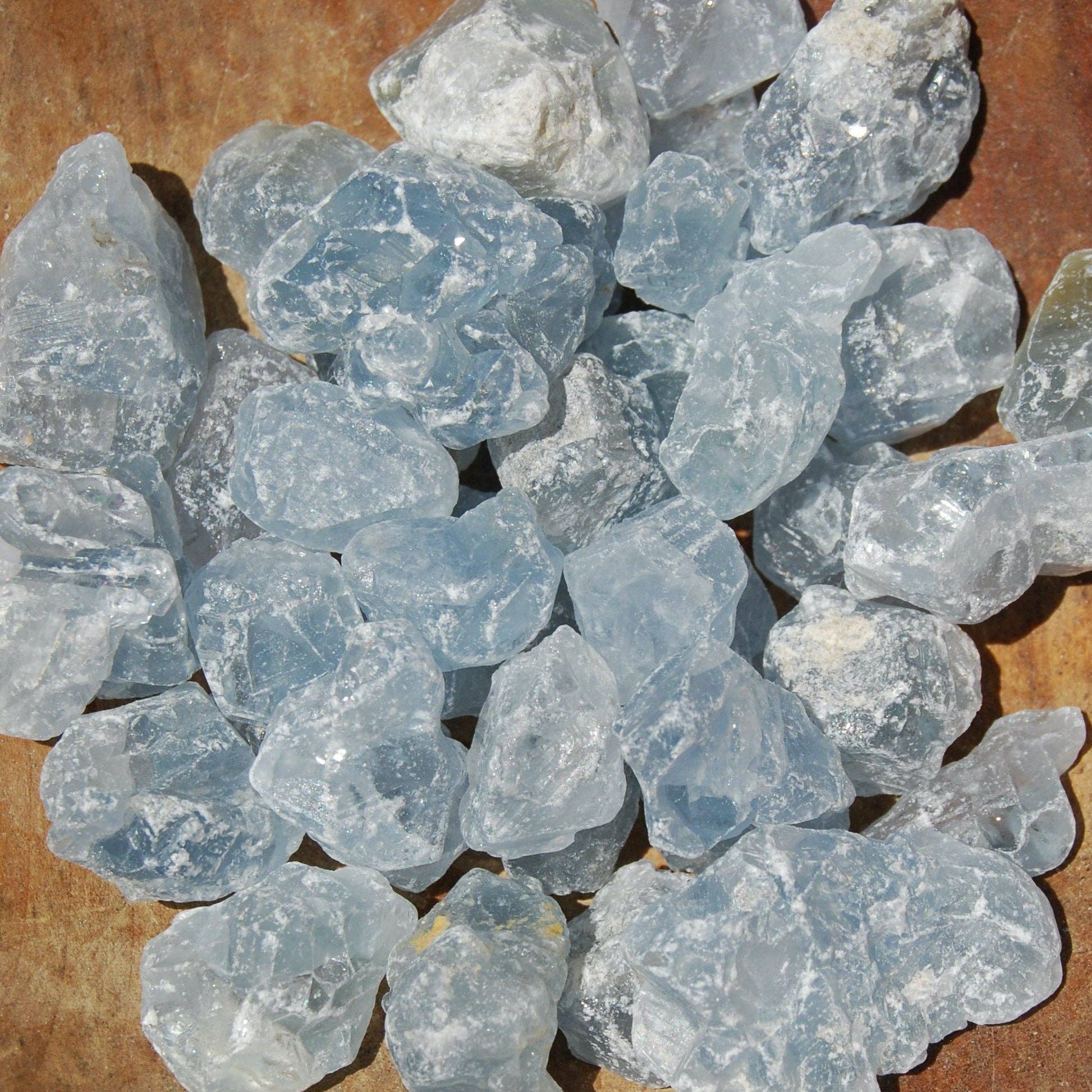 Caspar Curiosities - Wholesale Spiritual Stone/Crystal - 6pcs Raw Celestite Crystal Pieces, Rough Celestite Crystals6