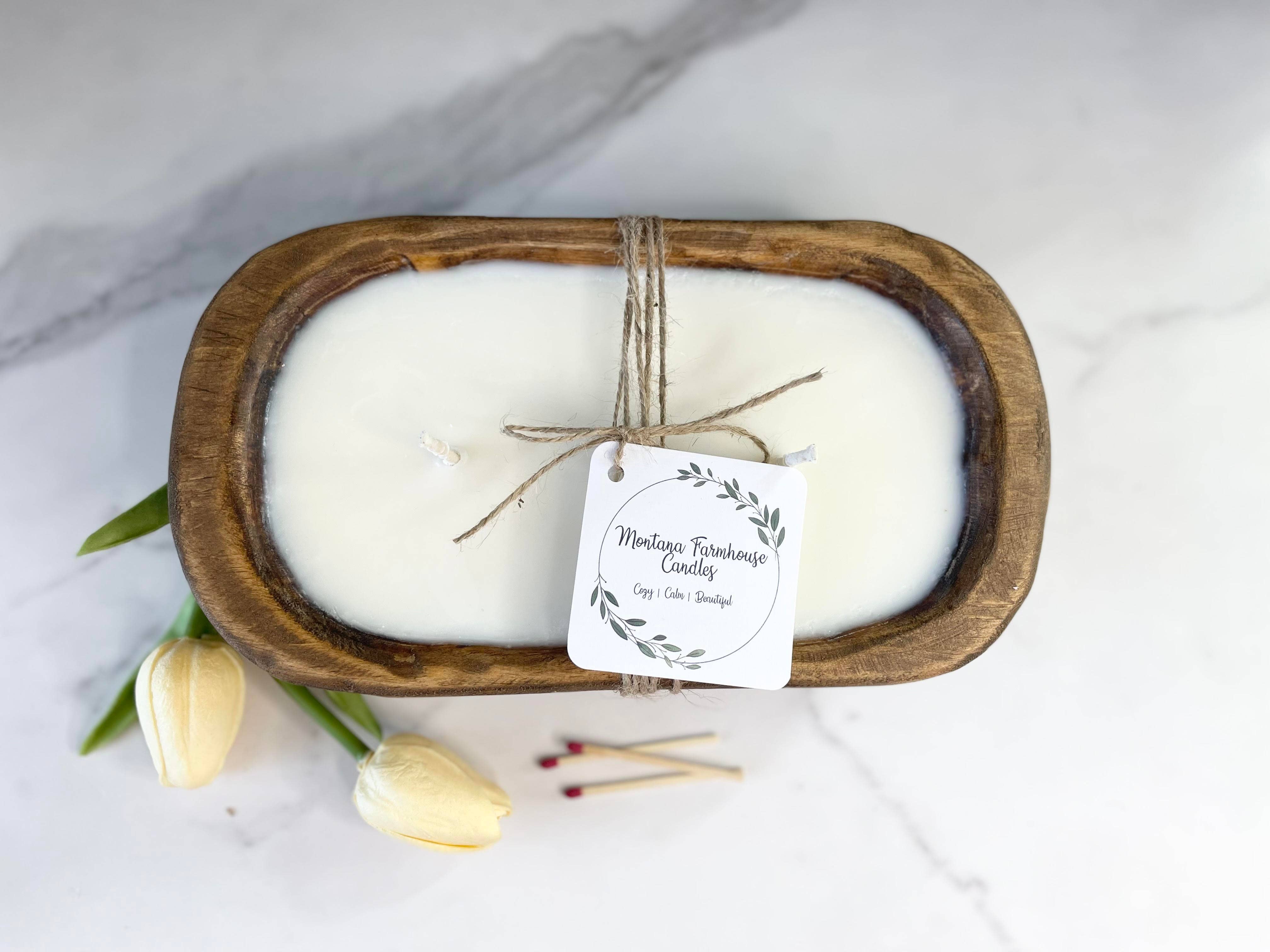 Montana Farmhouse Candles - Wholesale Jar/Filled Candle - Wooden Dough Bowl