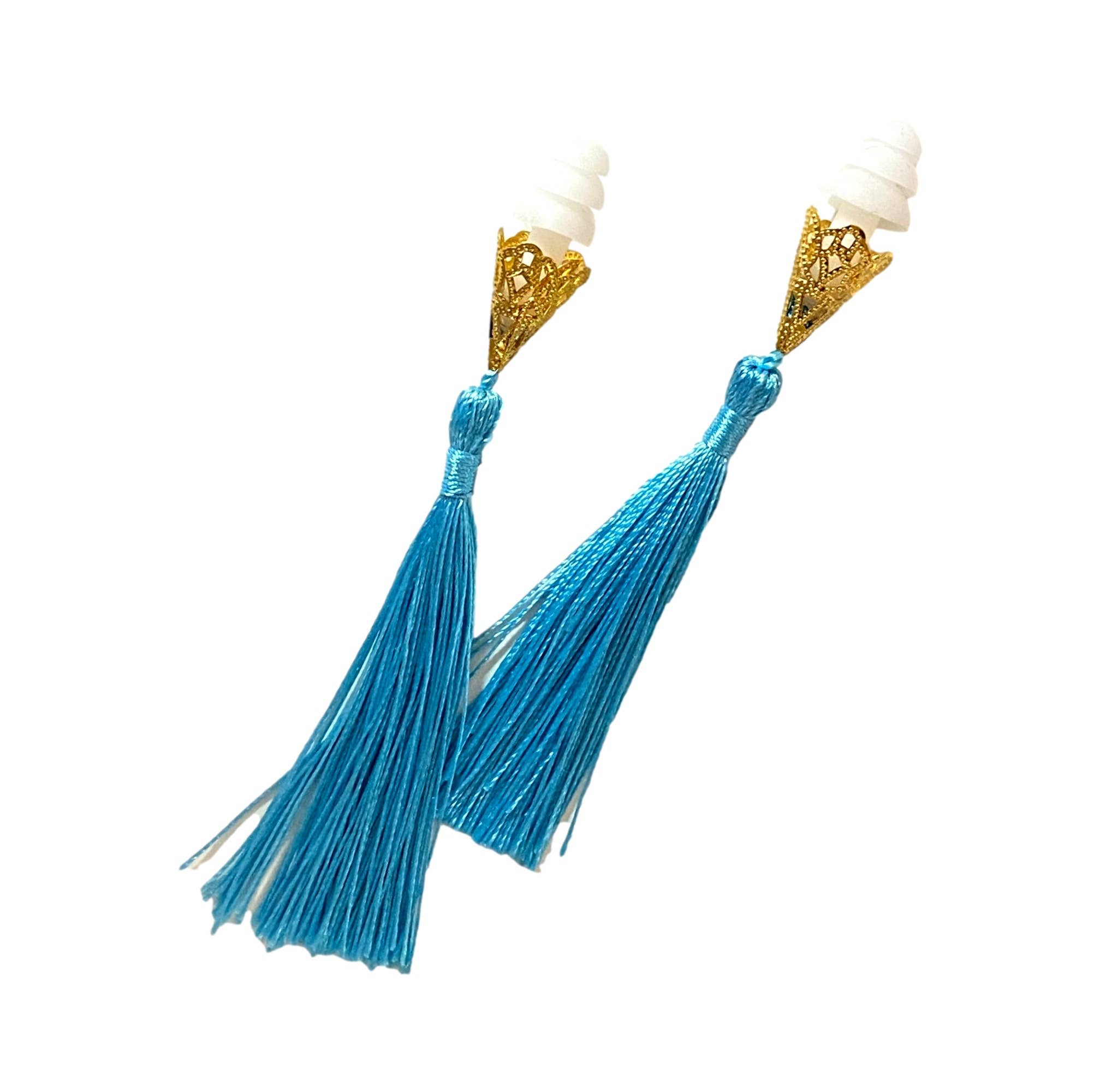 The Sleepy Cottage - Wholesale Tassel Earrings - Aqua Holly Golightly Tassel Earplugs3