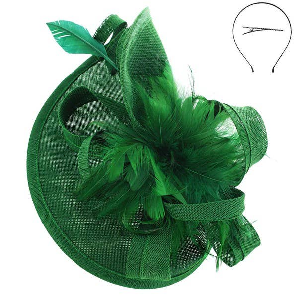 anbfashion - Vendita all'ingrosso Fascinator - Donna - Fascinator in piume e nastro di sinamay con fascia e clip2