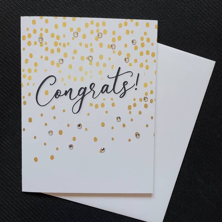Carte de vœux Congrats Gold Confetti pour la vente par Russell Jeffery Design by Off By Heart Design
