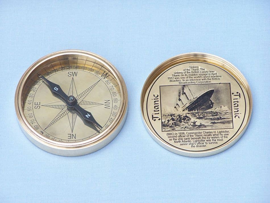 Hampton Nautical - Wholesale Navigational Compass - Solid Brass RMS Titanic Compass 4" w/ Rosewood Box1