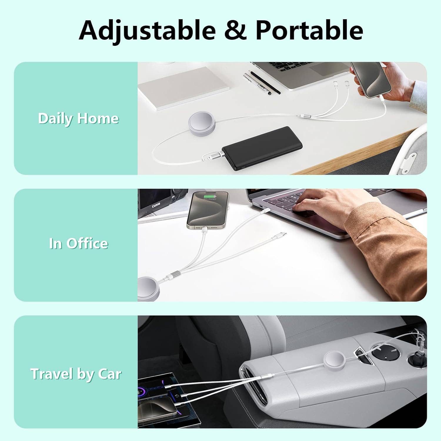 PhunkeeTree - Wholesale Charging Cable - 6 in 1 - Retractable Cables with Fast Charge Adapter4