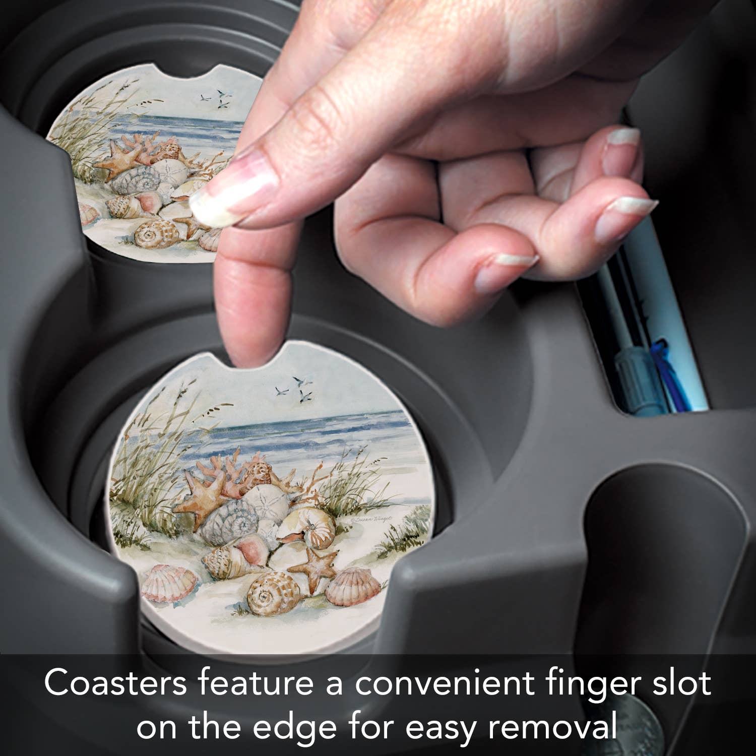 CounterArt/Highland Home/Thirstystone/CoasterStone – wholesale Underlägg för bil – Unisex – ”Sanctuary” Absorberande stenunderlägg 1st6