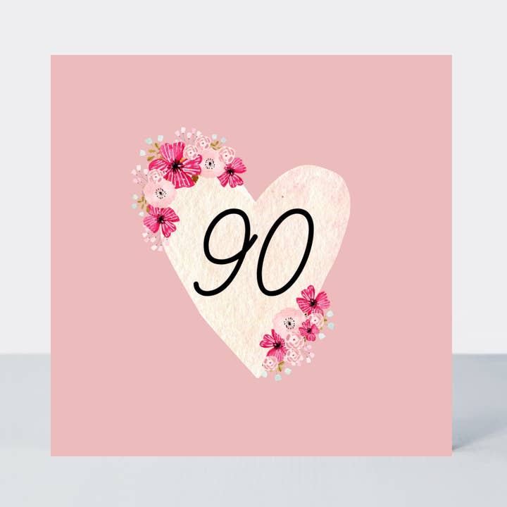 Ma Cherie 90. Neunzig Pink Floral Herz Geburtstagskarte für den Großhandel von Petimo