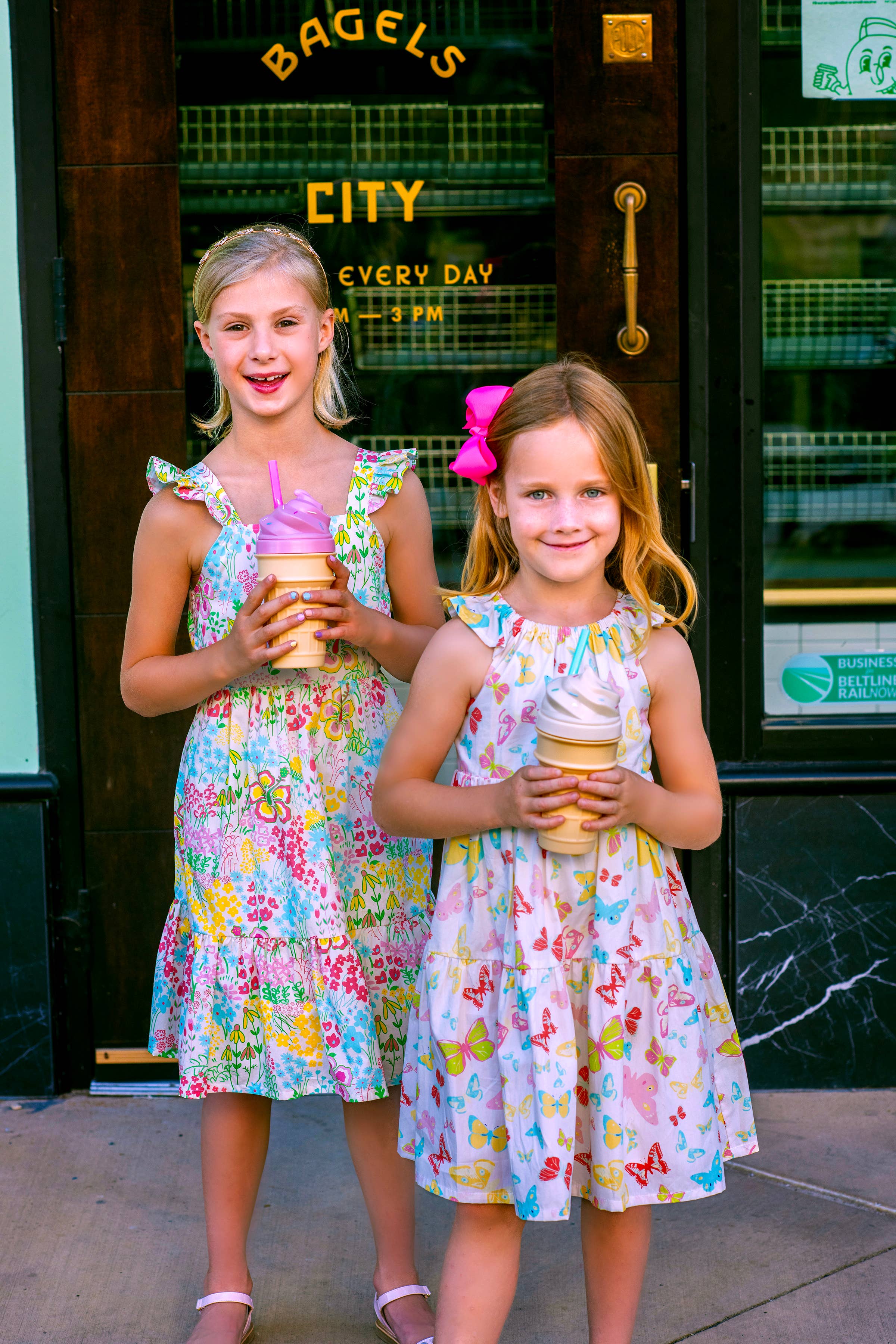 Minna - Wholesale Dress - Kids -  Flutter Sleeve Sun Dress - Magical Sunny Meadow Florals23