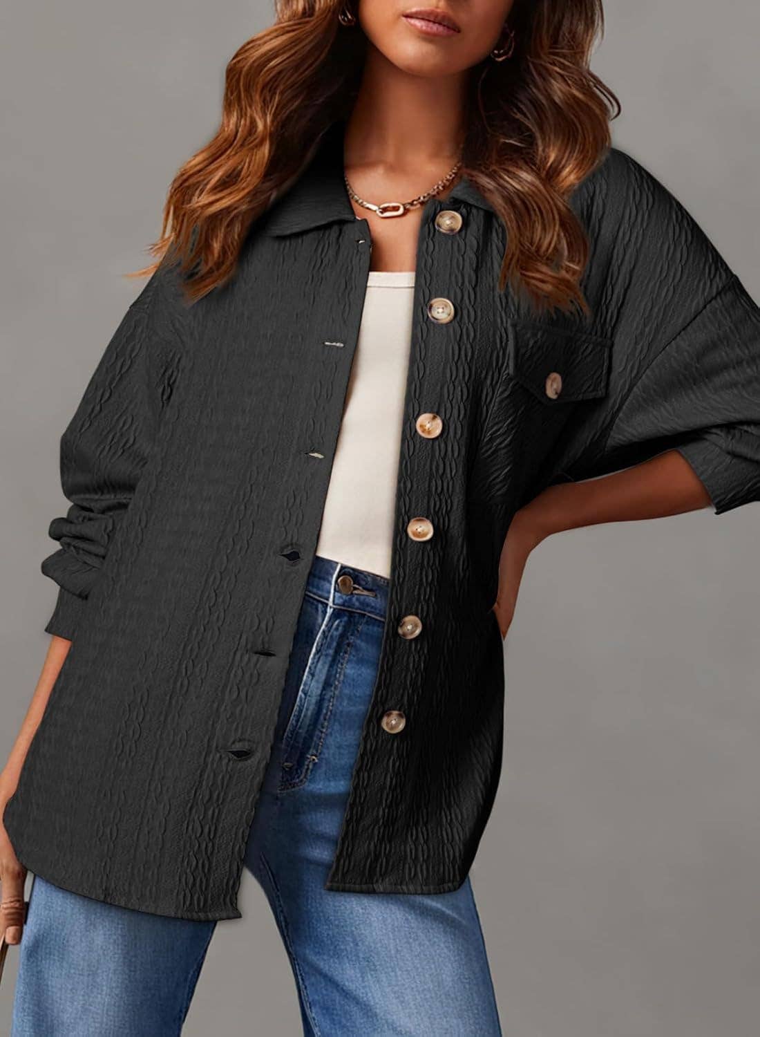 Lily Clothing - Wholesale Button Down Shirt - Women's - EVERYTHING GOES WITH A LAPEL SHIRT TOP7
