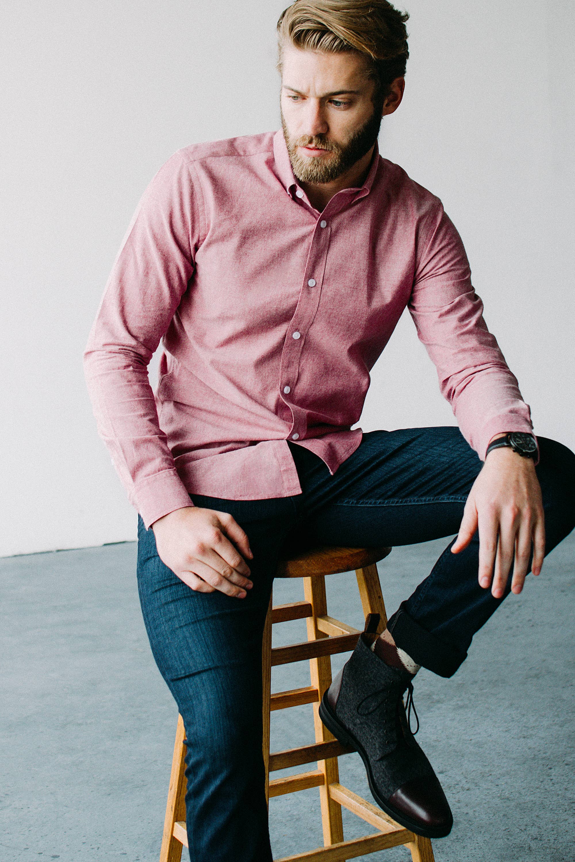 Alynn – Großhandel Hemd mit Button-down-Kragen – Herren – Lucas lässiges, nicht zusammensteckbares, eng geschnittenes Hemd Red Alynn5