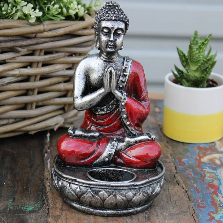 Ancient Wisdom - Wholesale Candle Holder - Buddha Candle Holder - Red - Medium