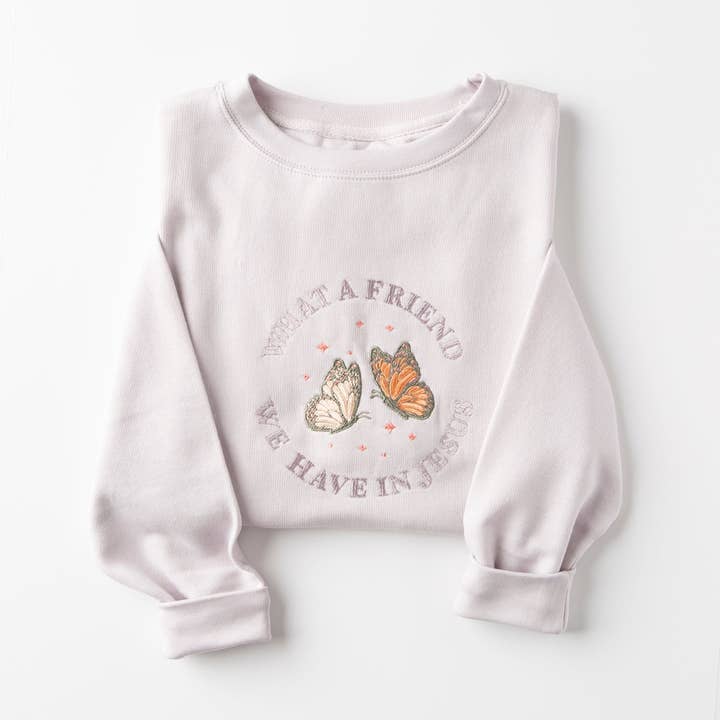 Embroidered What a Friend Sweatshirt for wholesale by Love in Faith