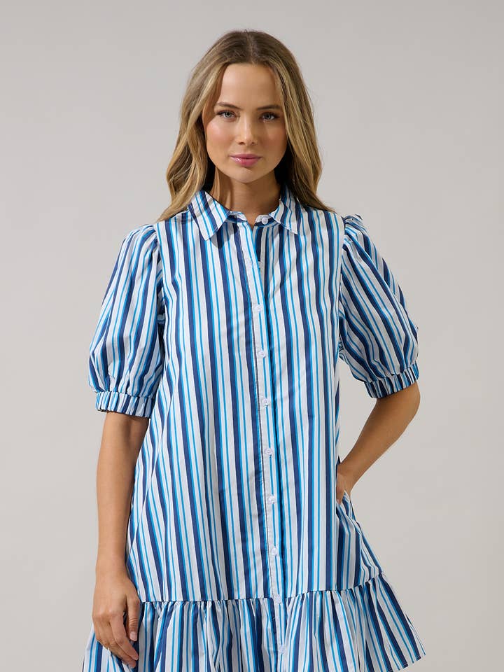 Norra Stribet Levy-knaplukket shiftkjole for engroshandel hos Sugarlips