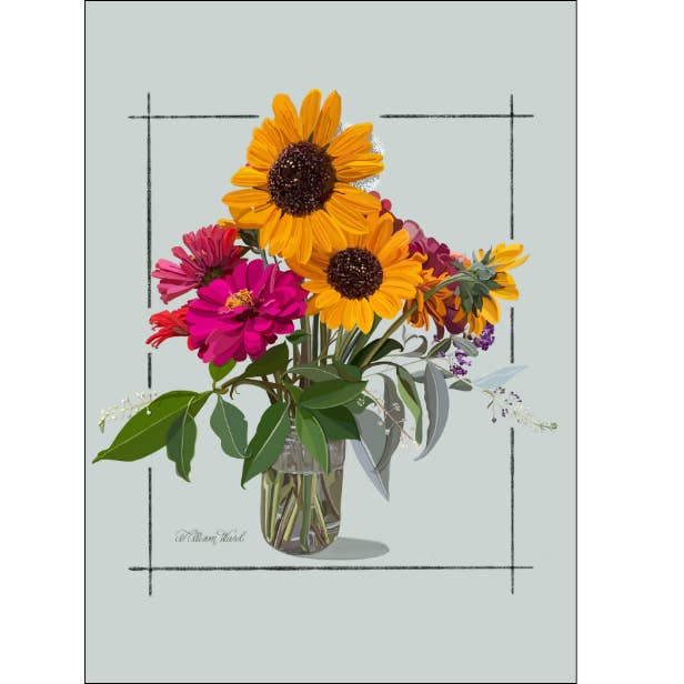 Solrosbukett 2 konsttryck | Solros konstverk för wholesale av Homeward Studio