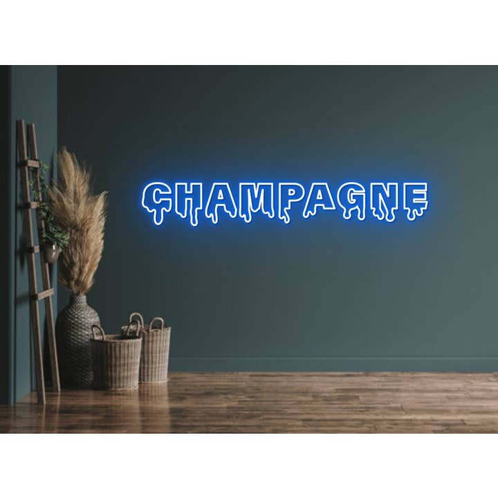 Glow Neon - Venta al por mayor Letrero de neón - Letrero de neón color champán, decoración con luces LED para pared de bar de champán