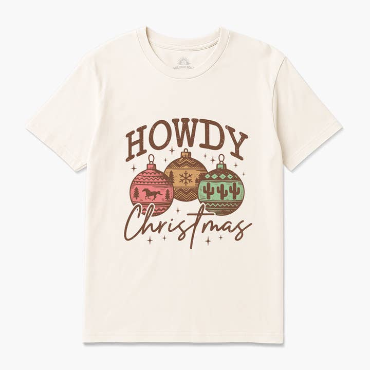 Howdy Christmas Western Graphic Tee for wholesale by Golden Rose
