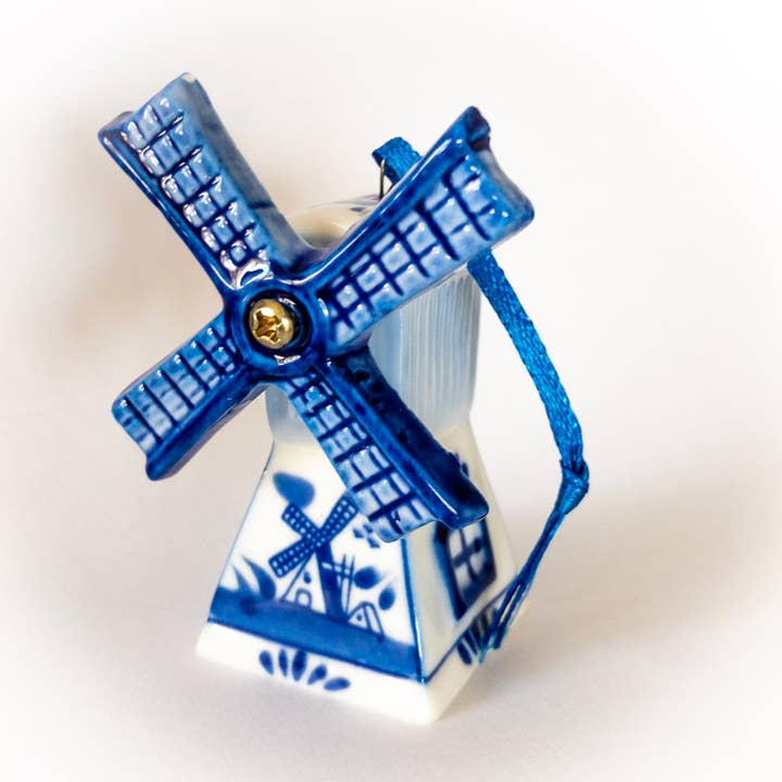 Finger Licking Dutch Stroopwafel Cookies - Wholesale Ornament - Dutch Delft Blue Windmill Ornament on Ribbon (QTY: 24)0