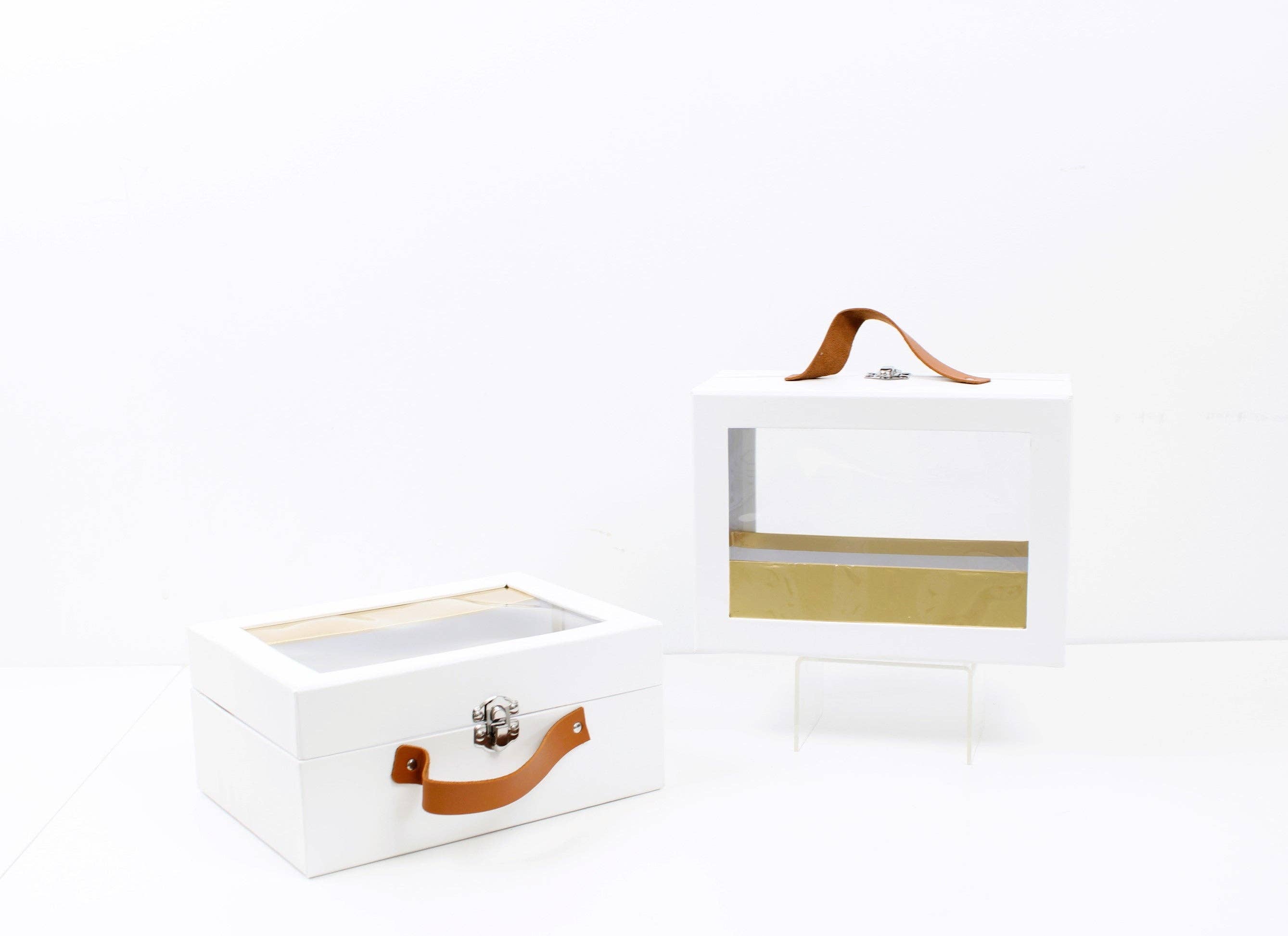 Elegant Design Supply - Vente Coffrets cadeaux - Boîte cadeau rectangulaire pour fleurs avec poignée et fenêtre transparente1