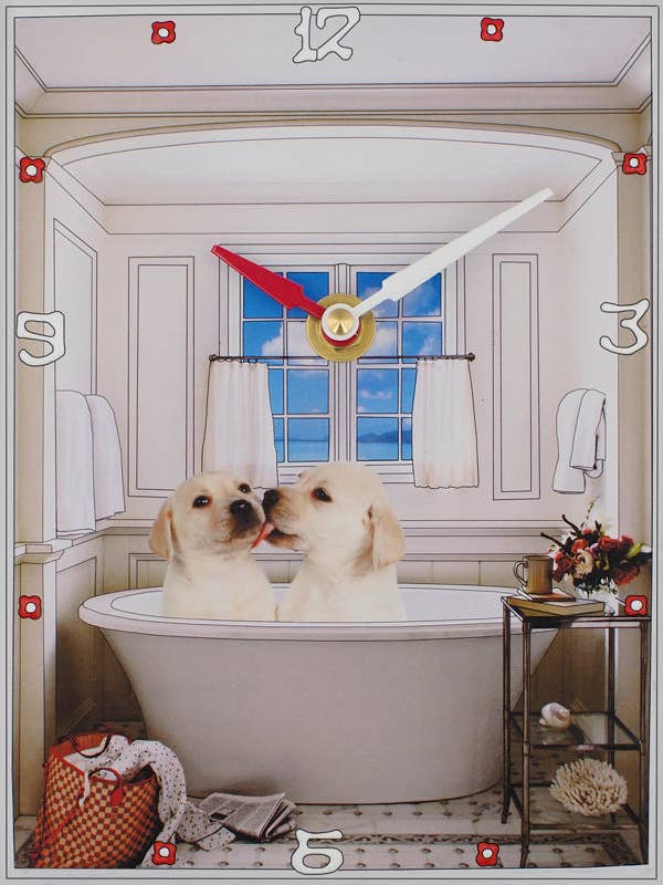 Cleaning Time, Collage Clock for wholesale by Lea Alboher