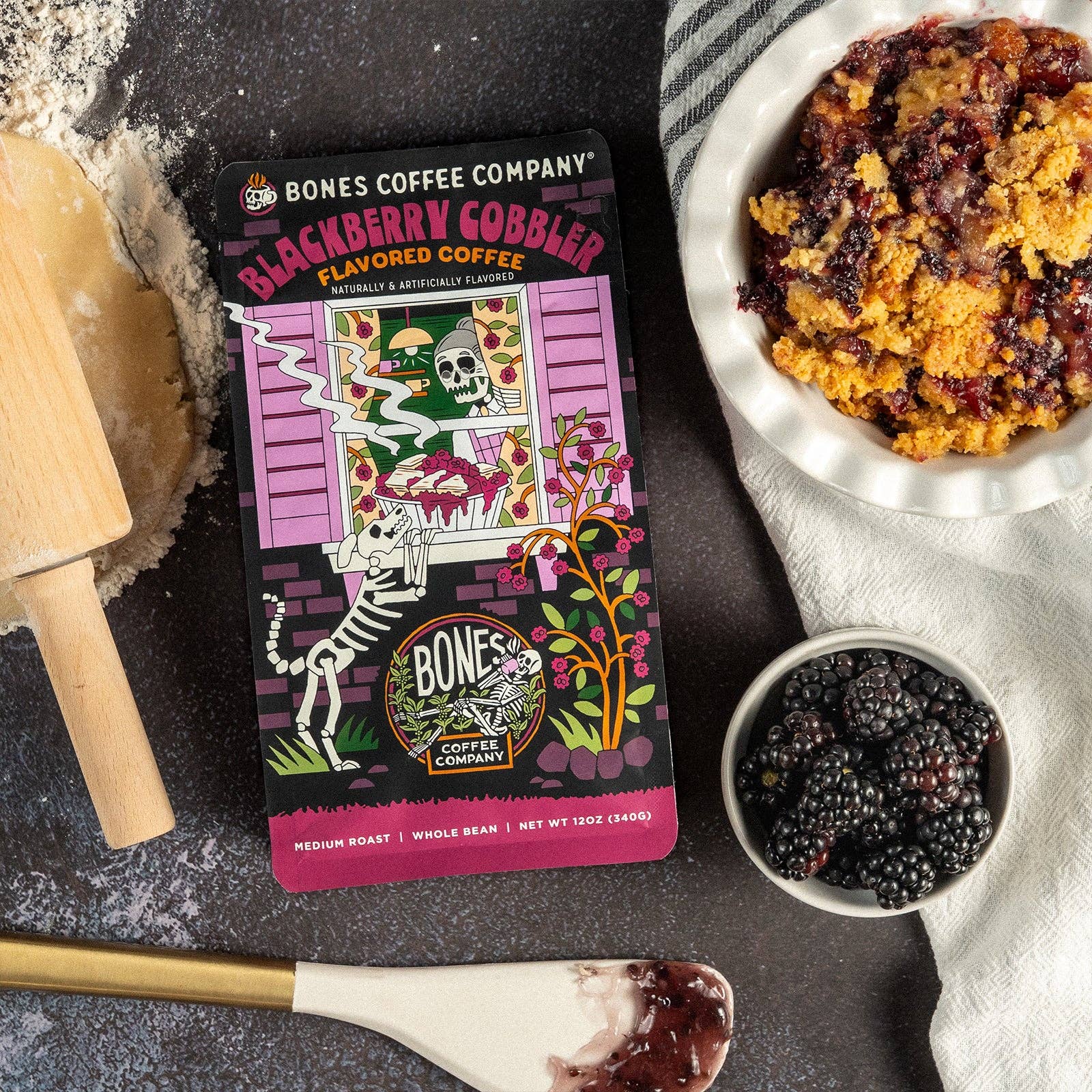 Bones Coffee Company - Wholesale Coffee Beans - Blackberry Cobbler Coffee | 12oz | Whole Bean & Ground7