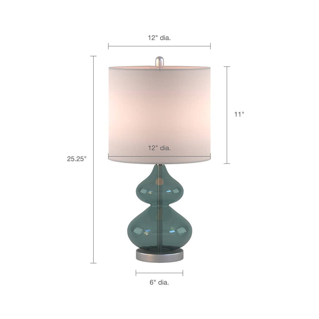 Olliix - Wholesale Accent/Desk Lamp - [Set of 2] Clear Glass Base Table Lamps, Teal Blue Glass5