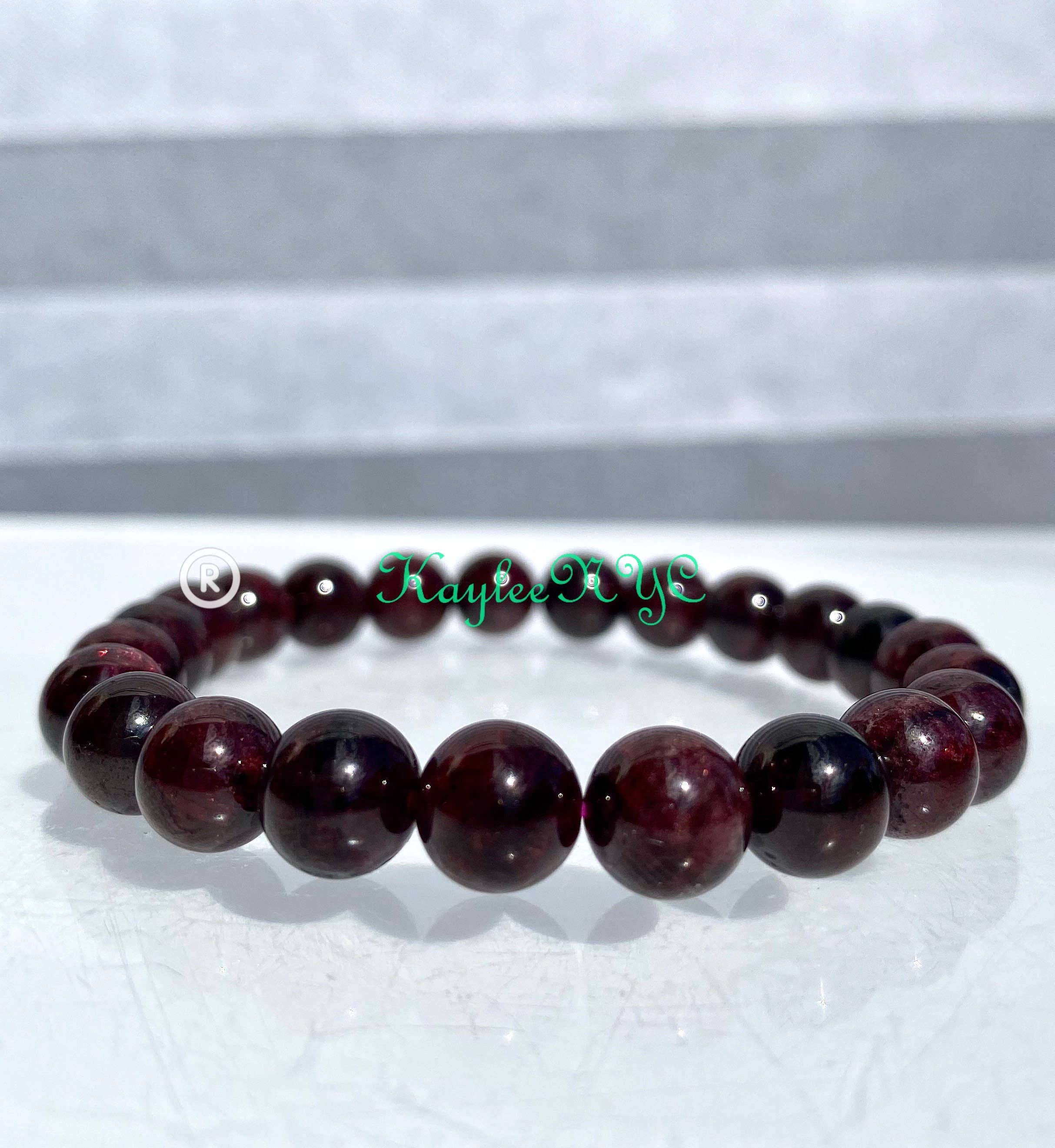 KayleeNYC - Wholesale Beaded Bracelet - Natural Garnet 7 - 8mm 7.5” Crystal Healing2