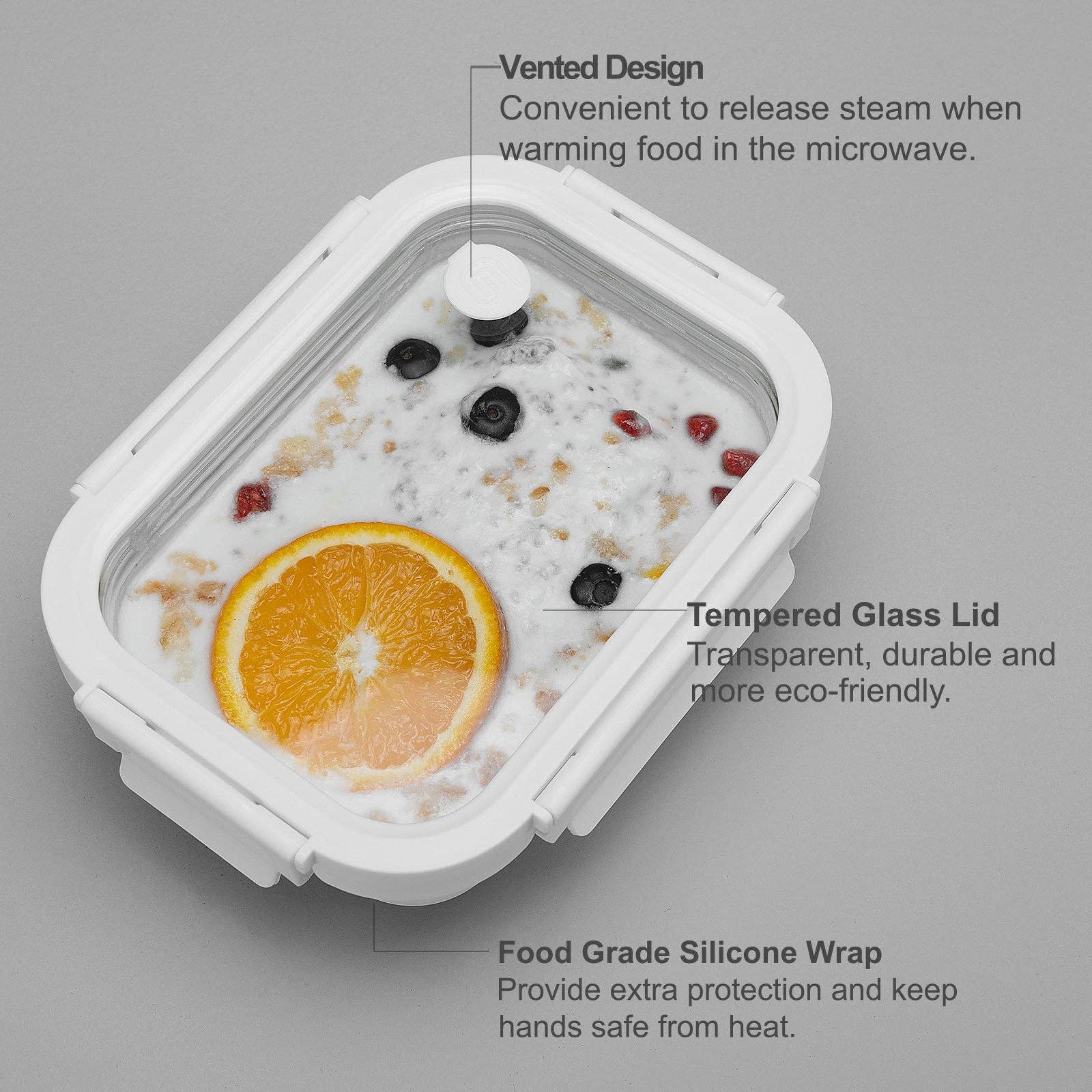 Genicook Product LLC - Wholesale Food storage container - Glass Container w/ Silicone Wrap Set5