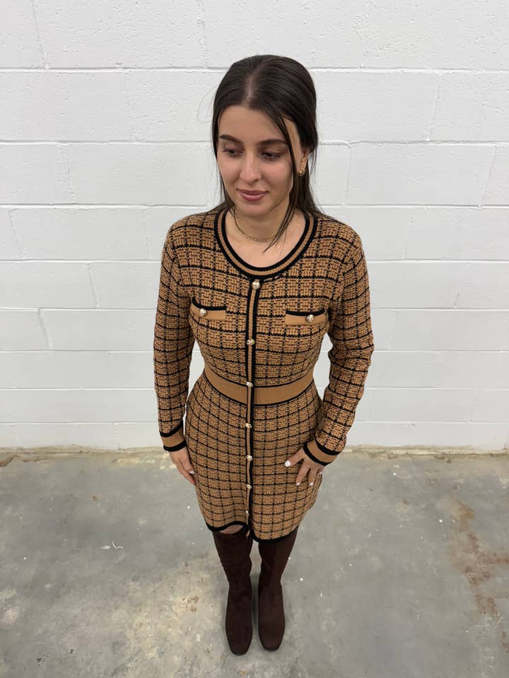 Midi Knit Dress, Long Sleeve Casual and Classic Knit Dress for wholesale by VAV NEW YORK