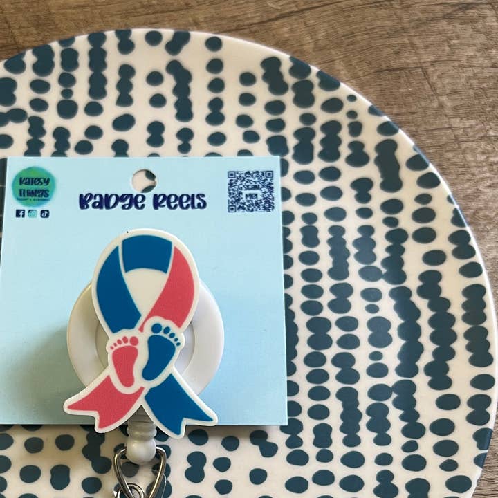 Infant Loss/ Infertility Awareness Ribbon Badge Reel for wholesale by Katesy Things