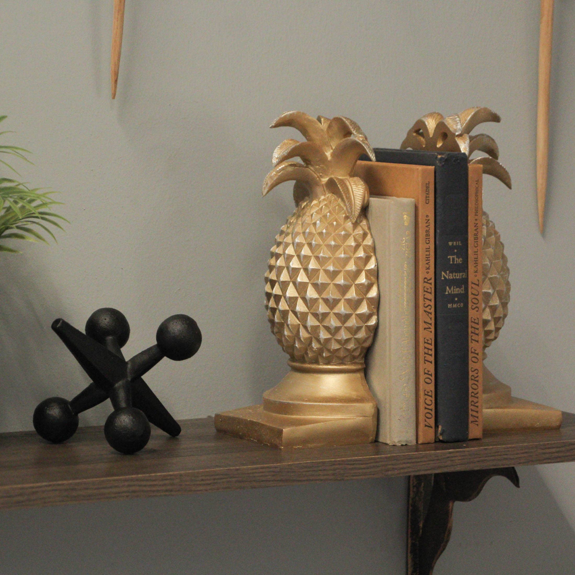 Zeckos - Wholesale Bookend - Elegant Gold Pineapple Bookends 10 Inches High7