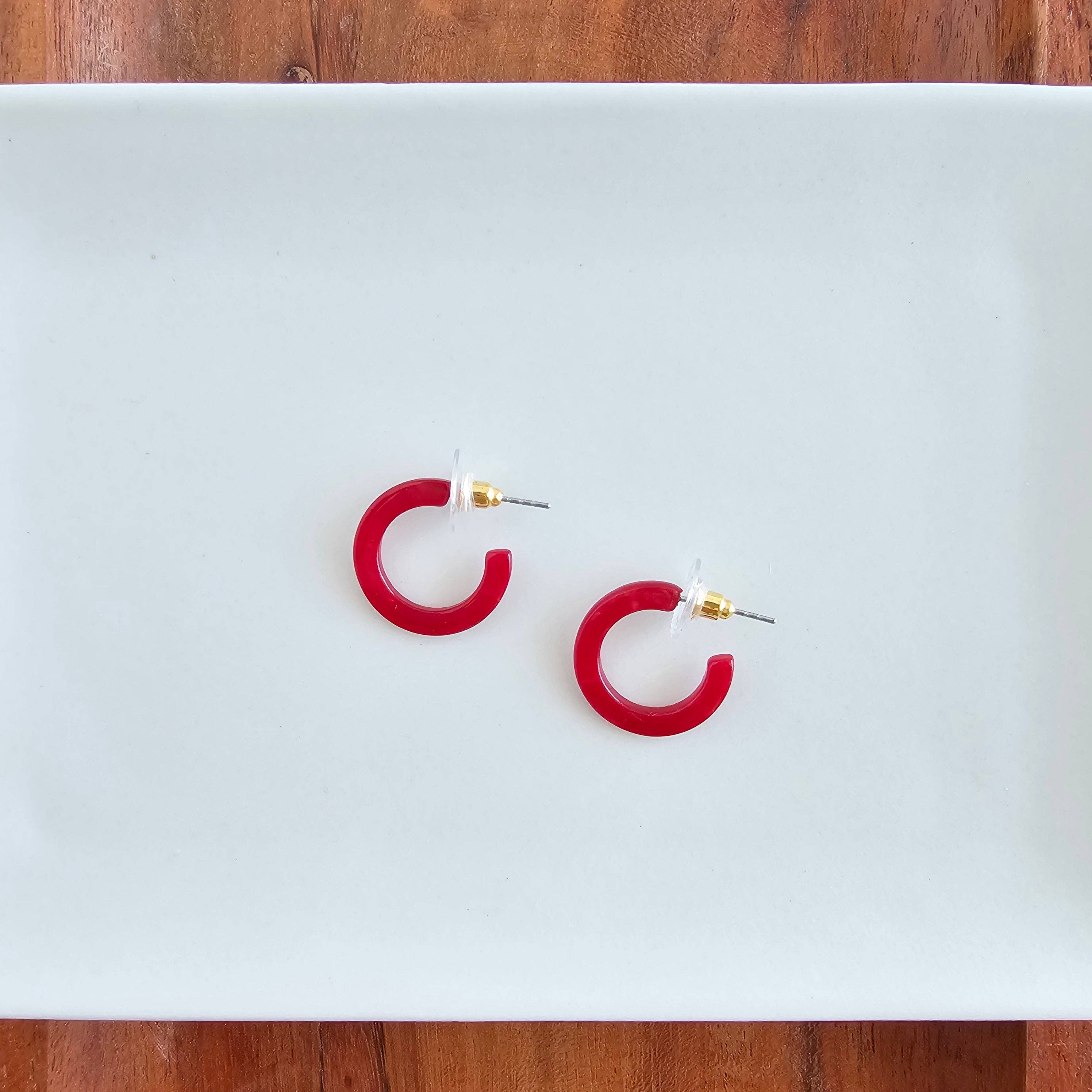 Spiffy & Splendid - Wholesale Hoop Earrings - Micro Cam Mini Hoops - Scarlet // Jewelry, Earrings, Fall0