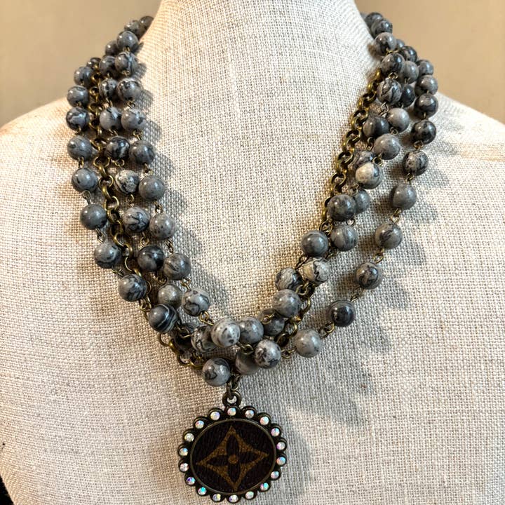 Junk And The Gypsy - Wholesale Pendant/Charm Necklace - Grey Picasso Jasper Layered Necklace