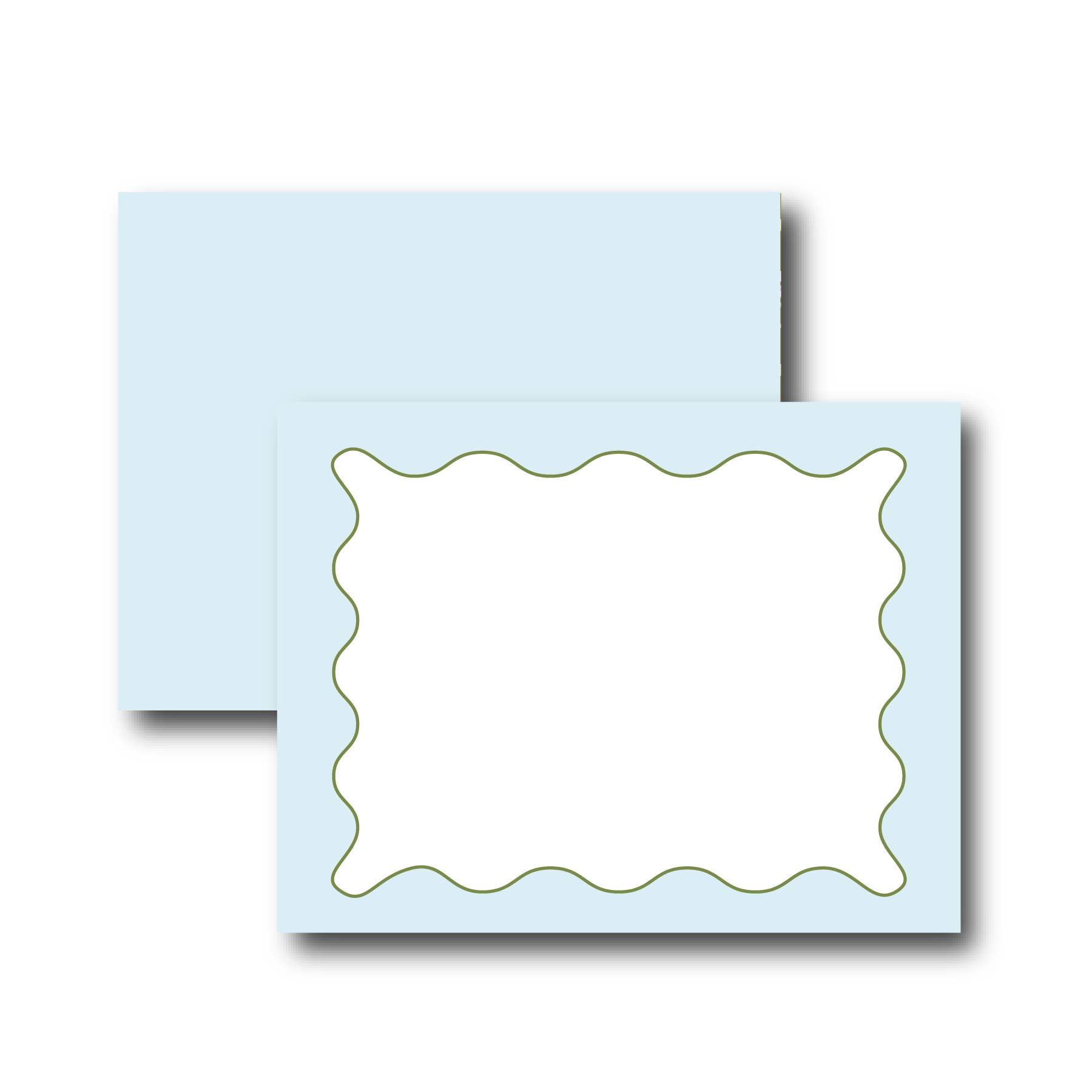 Peyton's Post - Wholesale Stationery/Notecard Set - Green & Blue Wavy Boxed Stationery Set