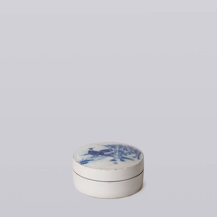 Cobalt Guild - Wholesale Decorative Box - Blue and White Porcelain Pheasant Pair Ink Box