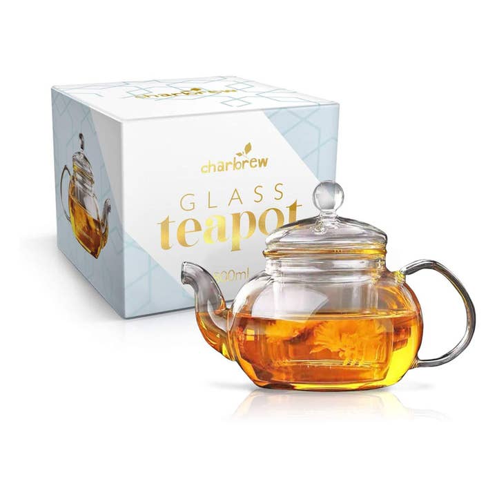 Glass Tea Pot & Tea Strainer For Loose Leaf Tea 800ml for wholesale by Charbrew Tea & Coffee