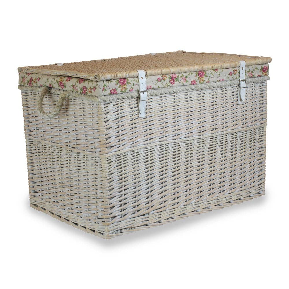 Red Hamper – wholesale Basket – Large White Wash Finish Storage Wicker Basket1