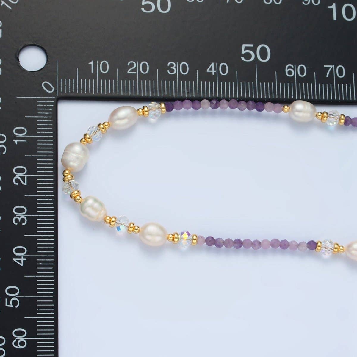 Aim Eternal - Vente Collier de perles - Collier chaîne en perles d'améthyste violette fait main avec perle d'eau douce 40 cm avec rallonge | WA25742