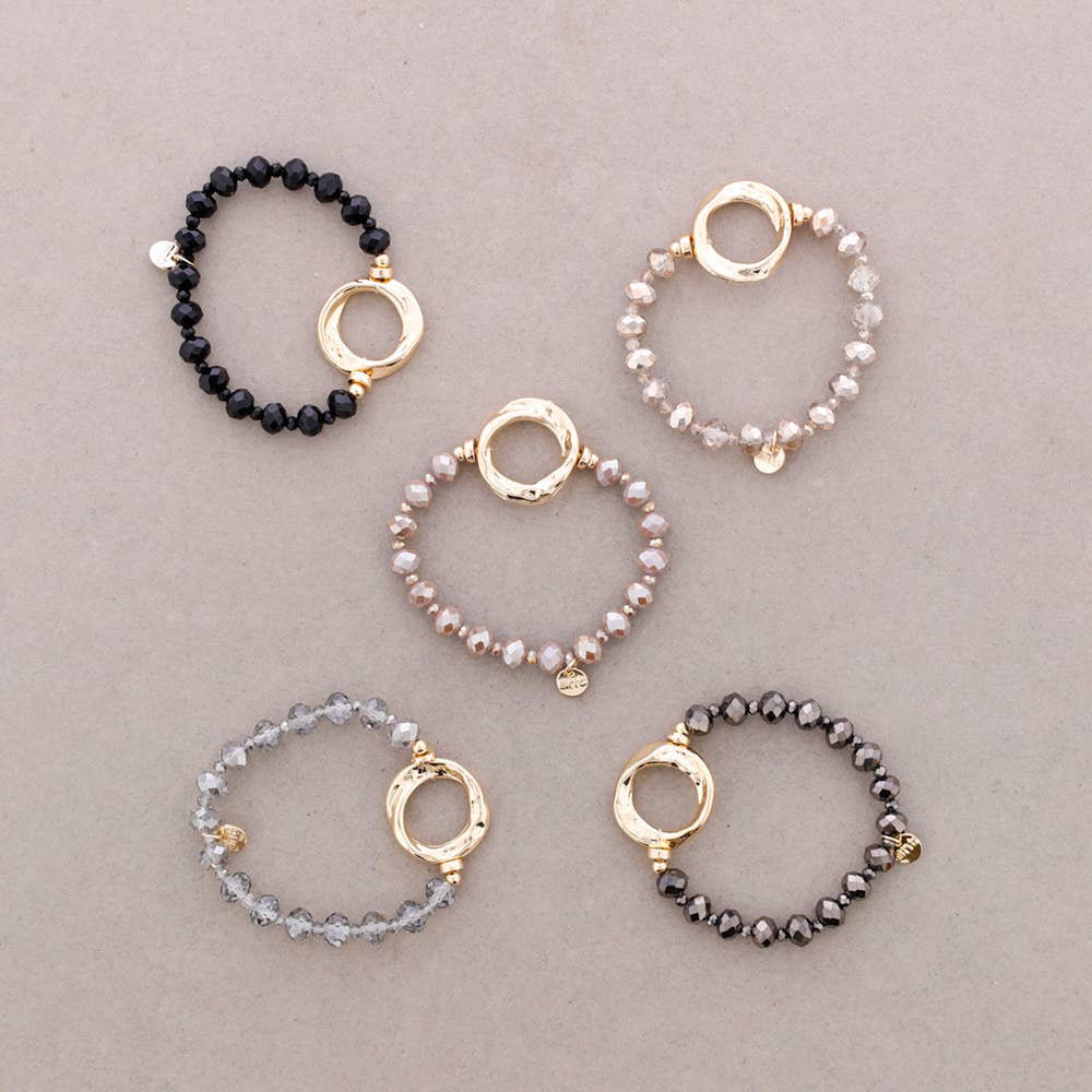 Sonata - Vente Bijoux à boutons pression - Bracelet Élastique Cristaux Anneau Métal1