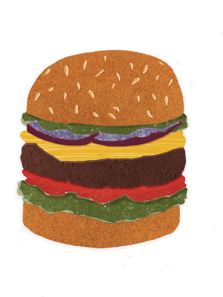 Hamburger - individual sticker for wholesale by Isatopia