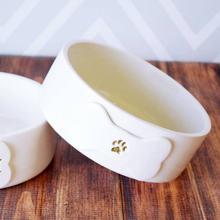 Dog Bowl | With Paw Print | Ceramic | Pet | Your Custom Text for wholesale by Susabella
