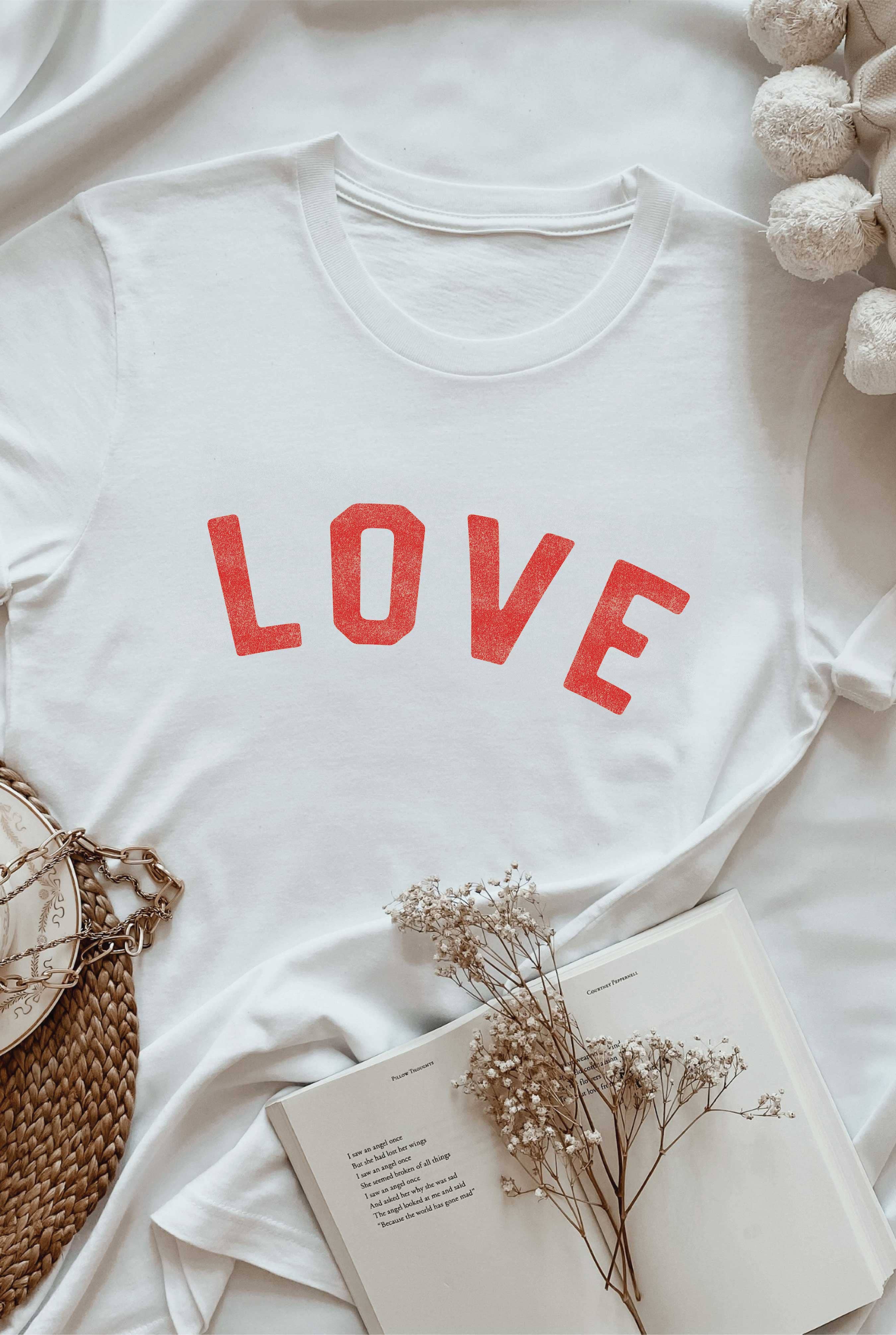 OAT COLLECTIVE – wholesale Screen printed t-shirt – Women′s – LOVE Graphic T-Shirt - Solid Colors5