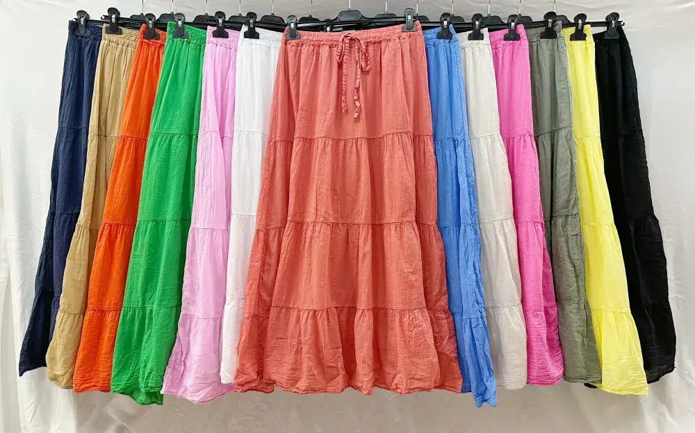 Mimi & Gogo – Engroshandel Nederdel - Dame – Lang bomuldsvoile nederdel med foer og elastik i taljen12