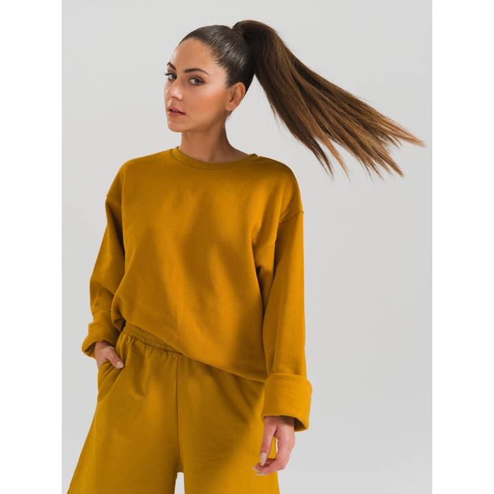 Dame sweatshirt med rund hals i 100 % økologisk bomuld for engroshandel hos HOELO