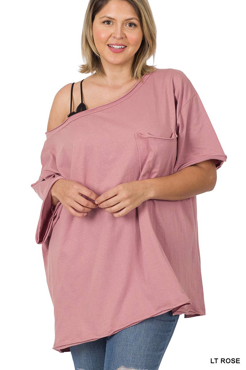 42POPS – Engroshandel T-shirt – til kvinder – 42POPS Plus Oversized boyfriend t-shirt med rå kanter20