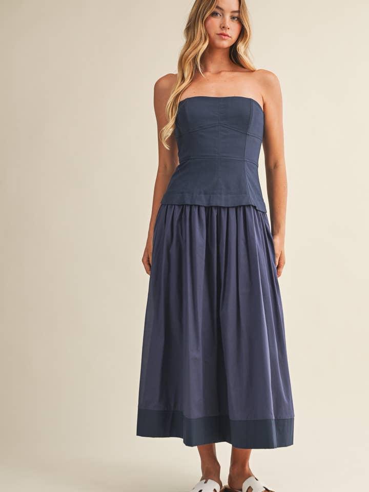 CORSET LINED STRAPLESS DRESS for wholesale by Mustard Seed