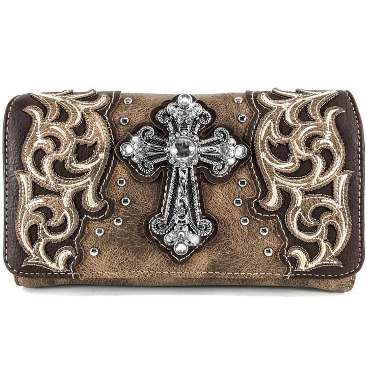 Lunar Deer - Wholesale Wallet - Women's - Cross Western Women's Brown Wallet Clutch