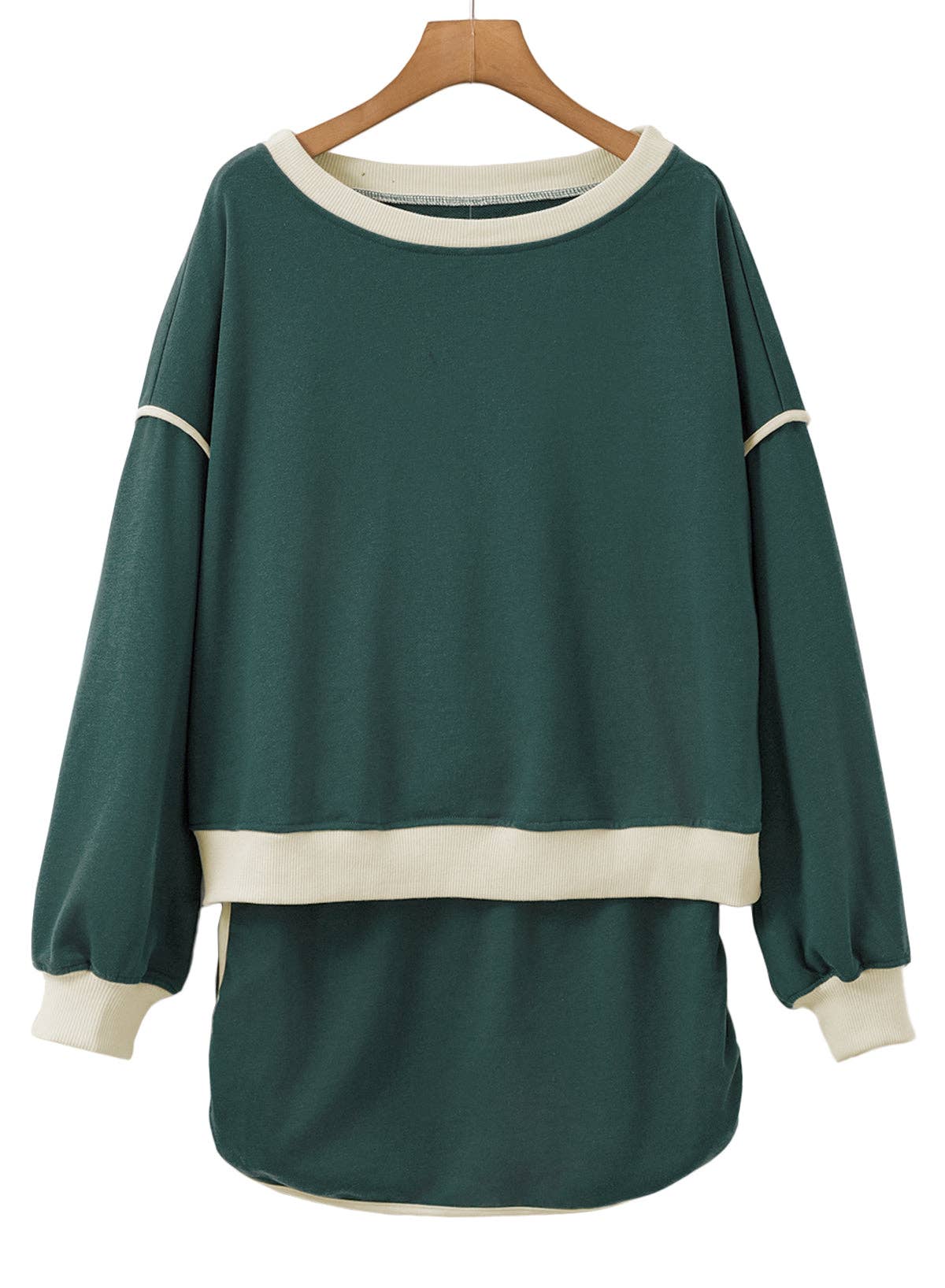 Lovesoft – Engroshandel Top- og nederdelsæt - Dame – Farvekontrast løs pullover og snørebånd i taljeskortsæt8