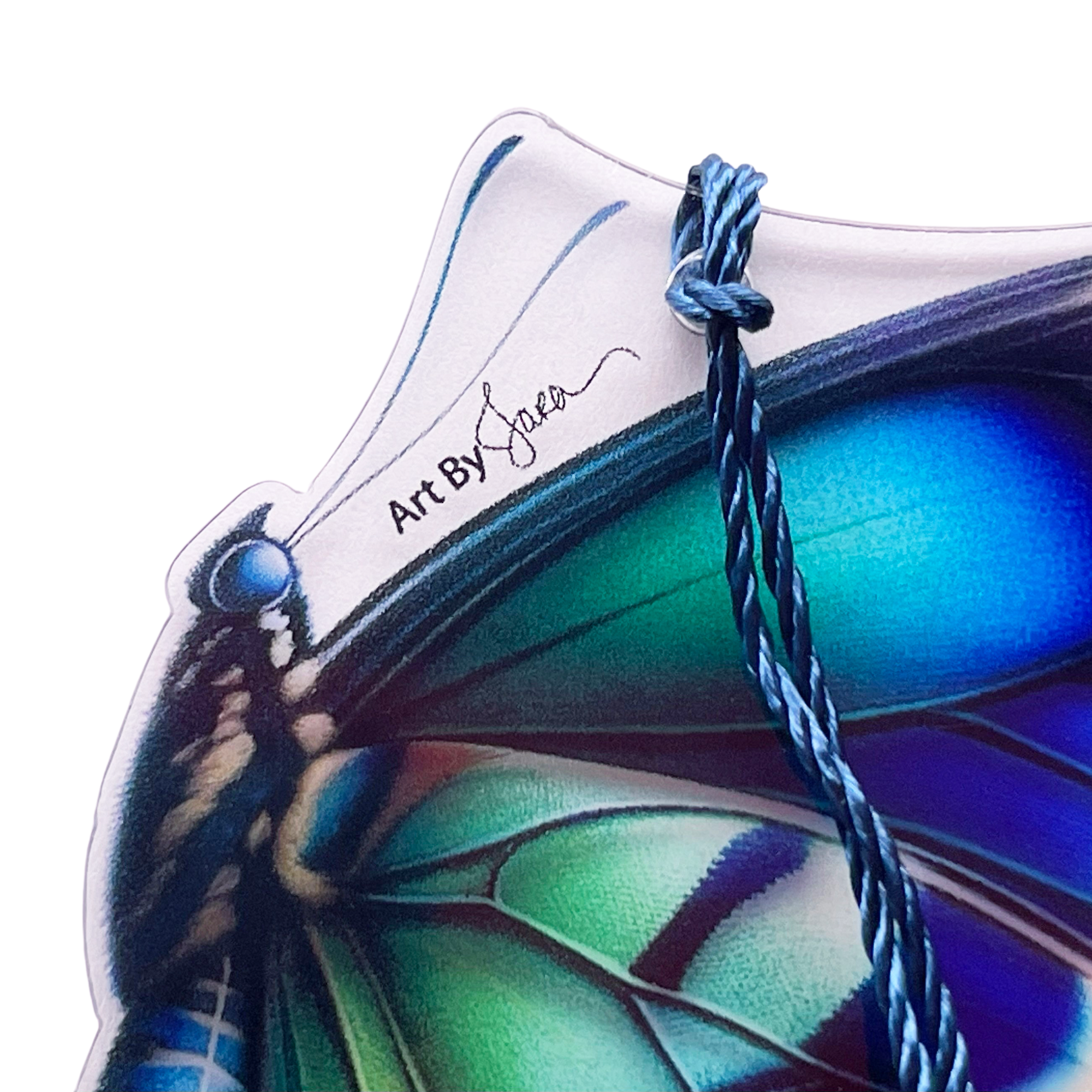 Lifeforce Glass, Inc. – Engroshandel Bogmærke – Akryl sommerfuglebogmærke med kvast, blå2