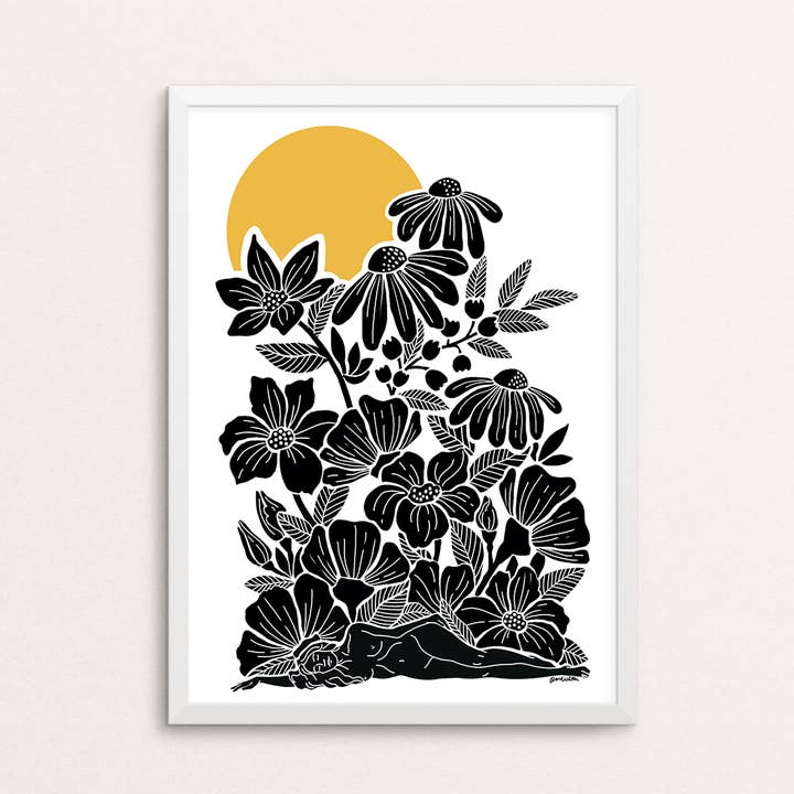 Stampa «Super Bloom» in nero per la vendita all'ingrosso da parte di Rebecca Eichten Art + Design