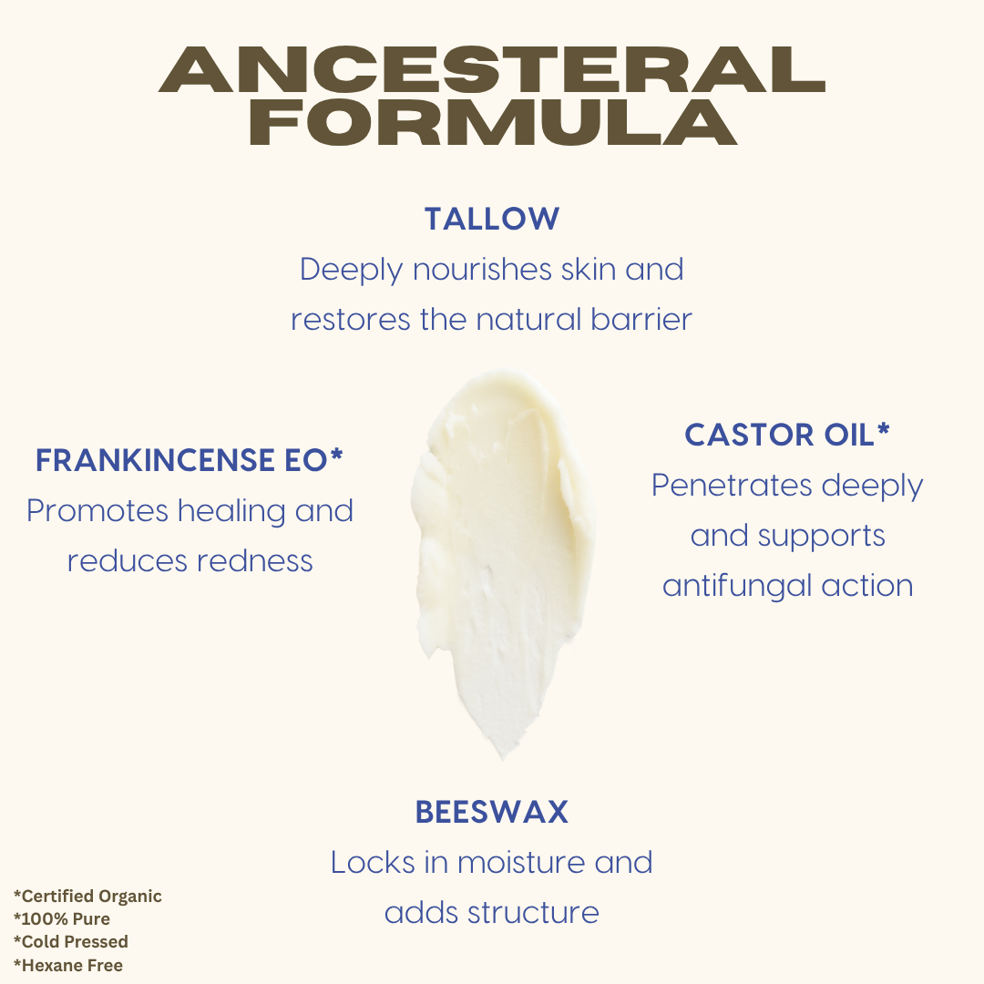 Untamed Organics - Vente Baume/beurre pour le corps - Baume pour la peau au suif, ricin et encens | Pot en verre de 57 g1