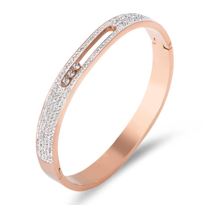 Ole - Wholesale Bangle Bracelet - Rhinestone Stainless Steel Bracelets B22686